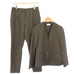 プラステ PLST コンフォートリュクスカラーレスジャケット パンツ セットアップ ノーカラー シングル 総裏地 テーパード スラックス ジップフライ M グレー /BB