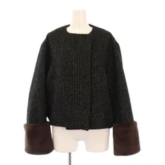 リリーブラウン Lily Brown 24AW 2WAYファーショートコート ノーカラー アウター ツイード フェイクファー ウール混 F 黒 ブラック LWFC245013 /BB