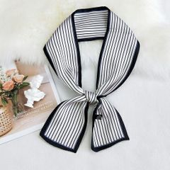 スカーフ 細スカーフ ボウスカーフ レジメンタル ネイビー シンプル 上品 普段使い お出かけ 入学式 卒業式 新生活 バレンタイン プレゼント ギフト 軽い 付け心地 コーディネート アレンジ バッグ ヘアアクセ ネックウォーマー 春 秋