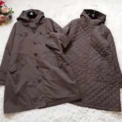 美品　ニューヨーカー　NEWYORKER　3way　モッズコート　ロングコート　スプリングコート　大きいサイズ　ライナー　キルティング　フード　ドローコード　ボタンロゴ　美シルエット　カーキ　15　3L　通勤　オフィス　カジュアル