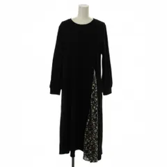 ローラアシュレイ LAURA ASHLEY ワンピース 38 黒 長袖 花柄切替 ロング丈 /JP