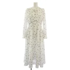 トッコ TOCCO りぼん&フリル付きパール釦フラワー×ドットプリントワンピース 長袖 ロング M 白 青 186-192285 /BM ■MA