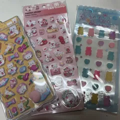 シール3シート　立体シール　ぷくぷくシールランダム