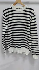 ｈ60◆ユニクロ ボーダー長袖ニットメンズ白黒  XLサイズ