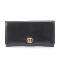 ヴィンテージ グッチ レザー クラッチ バッグ ハンド セカンド ポーチ 本革 ブラック 黒 レディース ERM DJ24-9【中古】