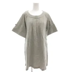 グリーンノート gree*n[nout] タグ付き チュニック カットソー 五分袖 タック 裏毛 袖裏チェック 大きいサイズ 15 グレー /GV