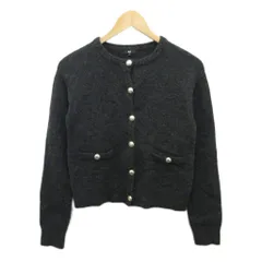 プラステ PLST 美品 エクストラファイン メリノウール ミドルゲージカーディガン セーター 金ボタン グレー S