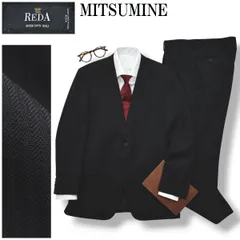 ミツミネ MITSUMINE レダ REDA SUPER 100’S シャドーストライプ柄 シングル 2B スーツ セットアップ 上下 テーラードジャケット スラックスパンツ 通年 AB5 ブラック メンズ