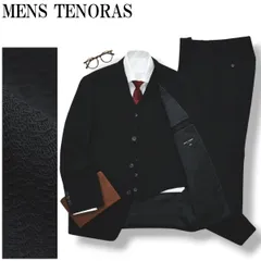 日本製 メンズ ティノラス MENS TENORAS シングル 3B 3ピース スーツ セットアップ 上下 テーラードジャケット スラックスパンツ ジレベスト 通年 M ブラック メンズのサムネイル