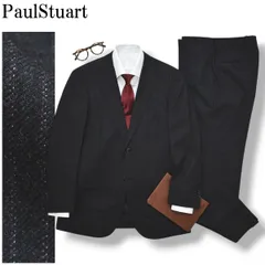 ポールスチュアート PaulStuart ストライプ柄 シングル 2B スーツ セットアップ 上下 テーラードジャケット スラックスパンツ 秋冬 ビジネス 40S ブラック x ピンク メンズ