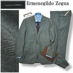 イタリア製 エルメネジルド ゼニア Ermenegildo Zegna  COUTURE TREFEO CASHMERE グレンチェック柄 シングル 2B スーツ セットアップ 上下 通年 48 グレー メンズ