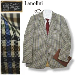 【上質】 イタリア製 ラノリーニ Lanolini クアレーニャ Tessitura Di Quregna Ghione チェック柄 シングル 2B テーラードジャケット ブレザー 通年 48 メンズ
