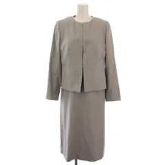 ポールスチュアート PAUL STUART セットアップ ノーカラージャケット 総裏地 ワンピース 半袖 ひざ丈 ウール シルク 6 グレー /BM