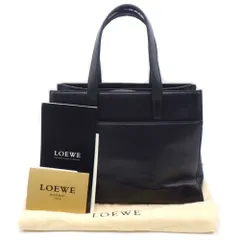 【ロエベ】 レザートートバッグ アナグラムロゴ レザーハンドバッグ ショルダーバッグ ブラック 保存袋/冊子付き LOEWE ※ストラップ欠品（福久店 C26-52）