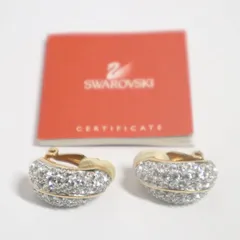 スワロフスキー ゴールドカラー パヴェ ハーフフープ イヤリング クリップタイプ ピアス穴なし レディース アクセサリー 結婚式 パーティー フォーマル