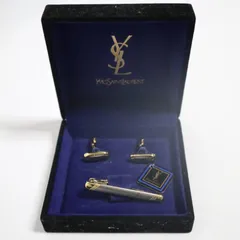 イヴ・サンローラン YSL ネクタイピン カフスボタン セット ゴールド シルバー ツートン フォーマル スーツ 結婚式 ビジネス メンズ ギフト 箱付き