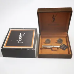 訳あり イヴ・サンローラン YSL カフス ネクタイピン セット 八角形 ゴールド シルバー フォーマル ビジネス 結婚式 メンズ アクセサリー 箱付き
