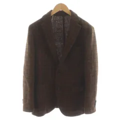 ジーステージ g-stage ハリスツイードテーラードジャケット ブレザー チェック柄 ウール 46 茶 ブラウン /RR