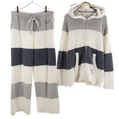 GELATO PIQUE HOMME ジェラートピケ オム ボーダー柄 長袖 ルームウェア 上下 セットアップ M グレー ふわもこ メンズ 古着