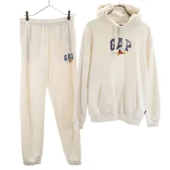 GAP ギャップ Disney ディズニー コラボ 長袖 スウェットパーカー 上下 セットアップ XS ホワイト プルオーバー 裏起毛 ミッキーマウス メンズ 古着