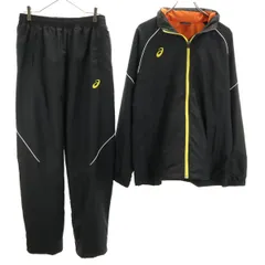 asics アシックス トレーニング ウインドブレーカー 上下 セットアップ O ブラック 裏トリコット メンズ 古着