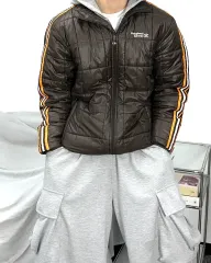 adidas 00s ブラウン キルティング 軽量ダウン L