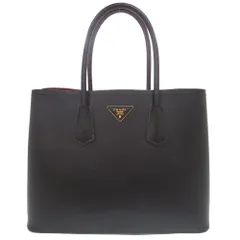 プラダ ドゥーブレ ダブル サフィアーノ レザー ブラック トートバッグ ハンドバッグ 黒 0728 PRADA