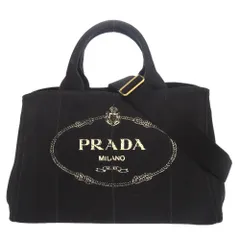 美品 プラダ カナパ キャンバス ブラック 2WAY トートバッグ ショルダーバッグ ハンドバッグ 黒 0644 PRADA