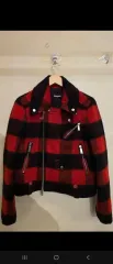 Dsquared2 レッド ブラック CHECK ライダージャケット 44サイズ
