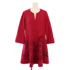 アルベロベロ　ALBEROBELLO olleborebla ワンピース ひざ丈 七分袖 スキッパーネック 柄 ウール ピンク /BM