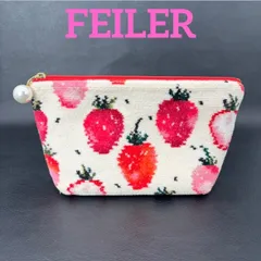 【FEILER】フェイラー  ストロベリードット  ラブラリー バイ フェイラー 舟型ポーチ （Strawberry Dots  LOVERARY BY FEILER ）シュニール織 ☆完売品