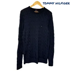 3768 Tommy Hilfiger トミーヒルフィガー ネイビー ケーブル編み ケーブルニット