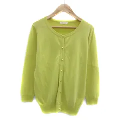 テチチ Te chichi ニットカーディガン 九分袖 ミドル丈 ラウンドネック 無地 M 黄色 イエロー /YS13