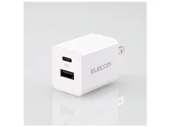 【新品・2営業日で発送】ELECOM エレコム AC充電器／USB PD20W／USB-C／USB-A／ホワイト(MPA-AC12020WH)