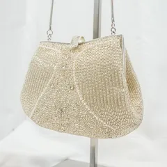 和装向け ビーズバッグ パーティー ハンドバッグ ビジュ 装飾 フォーマル シルバー系 小ぶり レディース