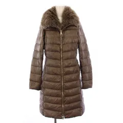 ヘルノ HERNO ElISA フォックスファー付きロングダウンコート アウター ジップアップ ナイロン 40 茶 ブラウン PI0650DIC /BB