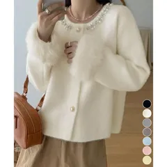 モヘアニットカーディガンファージャケットmin#