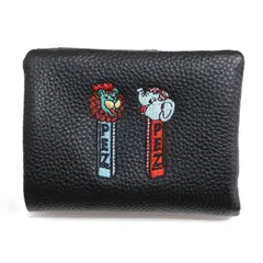 【新品】ear PAPILLONNER イア パピヨネ × PEZ 財布 ブラック 黒 | 23秋冬 本革 コンパクト 刺しゅう 折り財布 / ウォレット | 二つ折り ウエディング柄 ペッツ カウレザー | ブランド ファッション アイテム【中古】