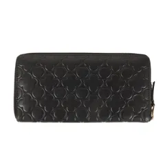 COMME des GARCONS コムデギャルソン 財布 ブラック 黒 | エンボス ラウンドジップ レザー ロングウォレット (EMBOSSED LINE BLACK) | WALLET | スペイン製【メンズ】【中古】のサムネイル