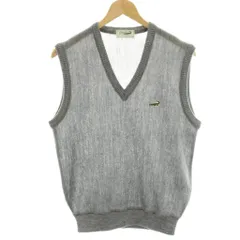 クロコダイル CROCODILE ニットベスト L グレー Vネック ロゴ刺繍 ウール混 モヘア混 /HN ■GY61