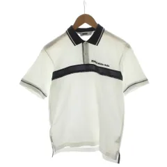 フィラ FILA ポロシャツ 半袖 ロゴ 刺繍 ゴルフウェア S 白 ホワイト 紺 ネイビー /AN36 ■GY61