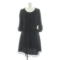 クミキョク 組曲 KUMIKYOKU ワンピース S2 紺 ネイビー フリル 七分袖 ドット柄 /AN69 ■GY61