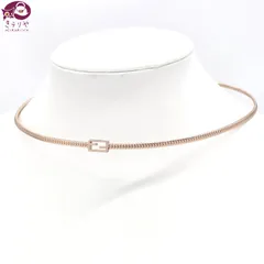 FENDI フェンディ 8AG994 バゲット チョーカー ネックレス 首周り約33~40.5㎝ ピンクゴールド仕上げメタル スネークチェーン 8.05g イタリア製