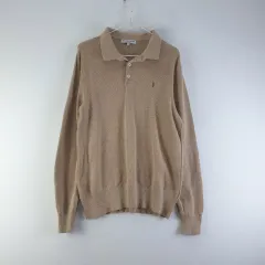 USPA メンズ100 ベージュ 長袖 カラ ニット L3278