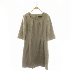 アンタイトル UNTITLED ウール Uネック 七分袖ワンピース 4 グレー /HK ■OS