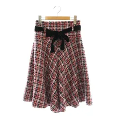 マーリエパーエフデ Maglie par ef-de ツイードスカート フレア ひざ丈 ラメ 5 赤 レッド 紺 ネイビー /AT ■OS