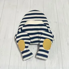 《胴回り37》ボーダーワッフル×イエローパッチのロンT犬服