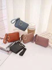 万能ミニポーチ 1点 全5色 コイン ケース カード キー 小銭 入れ 一体型 レディース ミニ 財布 柔らかい 財布 アクセサリー ジュエリー コスメ 化粧 コンパクト 収納 お洒落 無地 大人 上品 可愛い レディース 母の日