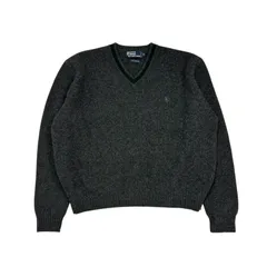 90s POLO RALPH LAUREN ラムウール Vネック セーター サイズ M チャコールグレー