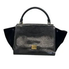 CELINE(セリーヌ) ハンドバッグ トラペーズミディアム 黒×グレー レザー